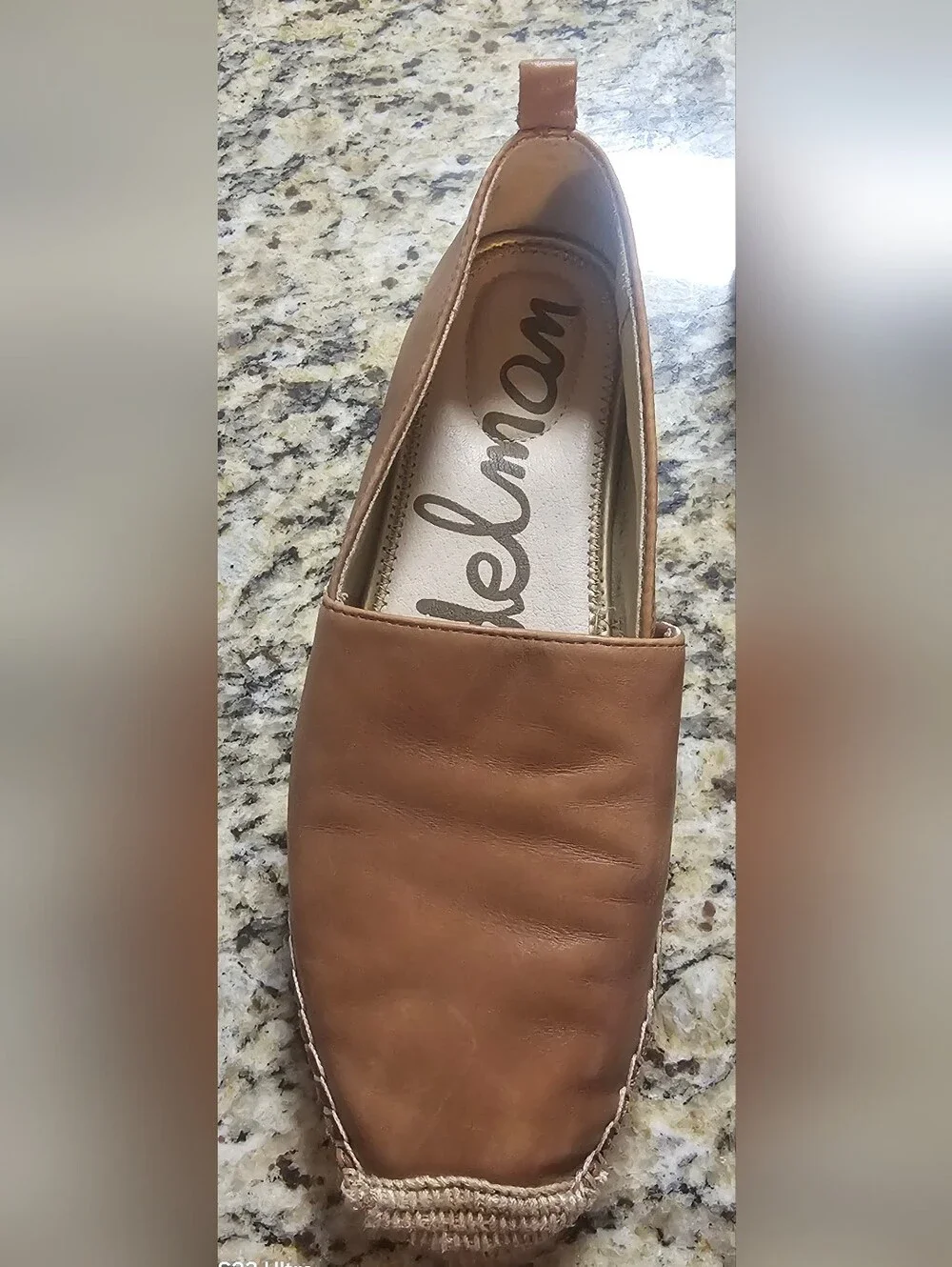 Sam Edelman Cognac Leather Espadrille Slip-Ons Size 8